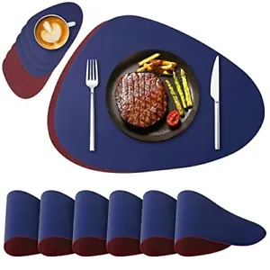 New Faux Leather Placemats And Coasters Set Of 4 Dual Sided Round Place Mats For - £44.72 GBP
