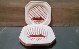 Mikasa Octagonal Fresh Fruit Strawberries Salad Plates 8 1/4 Set 4 Vinta... - $34.31