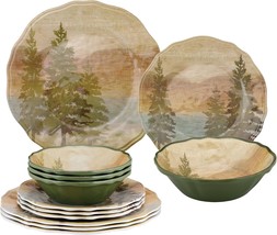 At the Lake Design 12-Piece Melamine Dinnerware Set - Service for 4. - £53.91 GBP