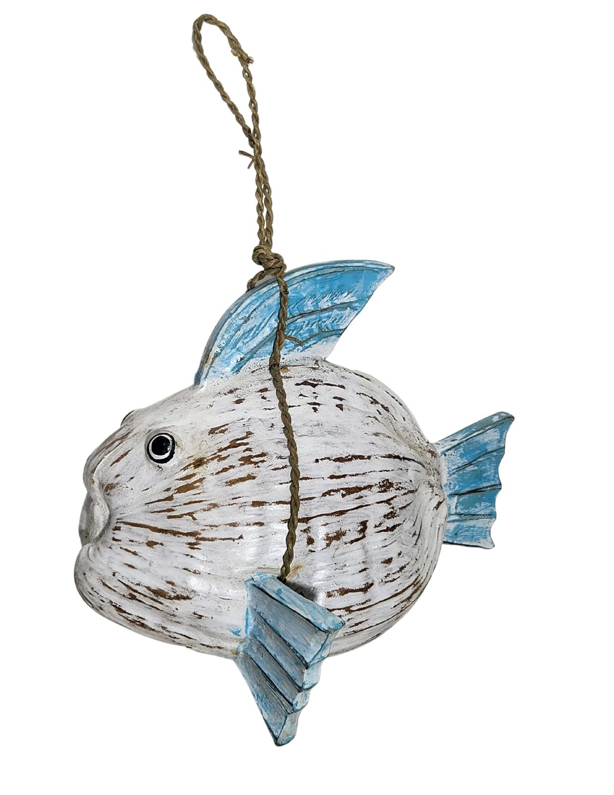 Primary image for WorldBazzar Beautiful Unique Coconut KOKI Goldfish Blue Wooden Fish Hand Carved 