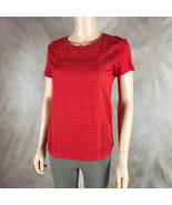 JOHN PAUL RICHARD Women&#39;s Lace Short Sleeve Crochet Top, Red, NWT XS - £8.44 GBP