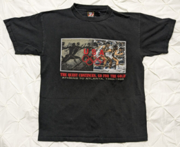 Vintage Atlanta Olympics 1996 Track And Field Racing T-Shirt Black Men&#39;s... - $39.59