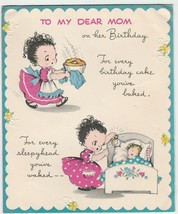 Vintage Birthday Card To My Dear Mom Baking Sewing Taking Care of Children 1940s - £6.22 GBP