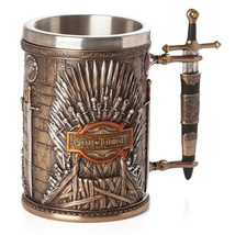 Game of Thrones Mug, Iron Throne Embossment Resin and Steel Whiskey Cup - $28.98