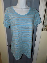 Lularoe Classic Blue/Gray/White Striped Shirt  Size S Women&#39;s  NWOT - £15.65 GBP