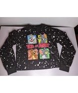 Tom &amp; Jerry Characters Sweatshirt Pullover Black Splatter Unisex Size M ... - £16.23 GBP