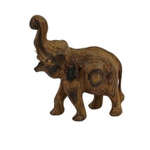 Vintage Carved Wood Elephant Figurine Trunk Raised - $222.50 MXN