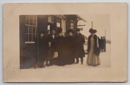 RPPC Passenger Pose At Railroad Depot In Whitehall Real Photo c1910 Postcard T27 - £12.53 GBP