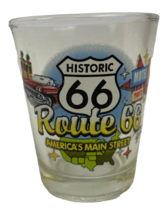 VINTAGE ROUTE 66 U.S.A. AMERICA&#39;S MAIN STREET~ SHOT GLASS ~ CLEAR GLASS ... - $12.86