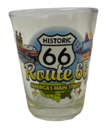 VINTAGE ROUTE 66 U.S.A. AMERICA&#39;S MAIN STREET~ SHOT GLASS ~ CLEAR GLASS ... - $17.58 CAD