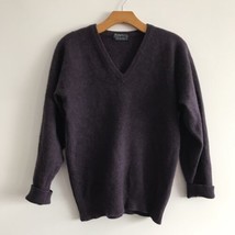 Vintage Burberrys Cashmere Sweater Womens Small Purple Cashmere V Neck P... - $92.17