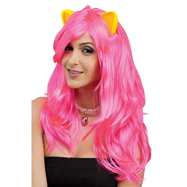RAVE PARTY PINK FANTASY WIG ATTACHED EARS HALLOWEEN COSTUME ACCESSORY 92286 Item image 2