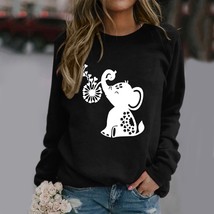 Elephant Print Long-sleeved Hooded Sweatshirts For Womens Hoodiecasual Blouse Pu - £54.77 GBP
