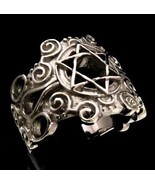 Sterling silver Hexagram symbol ring Seal of Solomon Retro Medieval styl... - £66.56 GBP