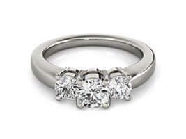 1 carat 3 stone diamond ring 14k white gold past present future anniversary ring - £5,053.66 GBP