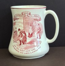 Vintage Red Transferware Shaving Mug Poor Richards Way To Wealth Maling ... - $20.53