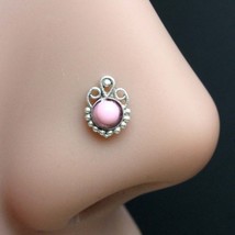 Gypsy Petit Vertical 925 Véritable Argent Oxydé Pierre Rose Twisted Nez Clou 24g - £11.82 GBP