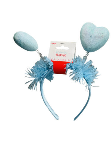 Valentines Tinsel Headband Velvet Covered W/Glitter Hearts - £11.77 GBP