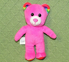 Build A Bear Small Frys Pink Teddy Bear Stuffed Animal Rainbow Ears Feet Plush - £8.65 GBP