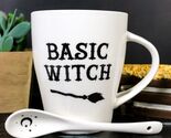 Witchcraft Wicca Basic Witch Crescent Moon Broomstick Coffee Mug And Spo... - $19.99