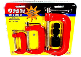 Great Neck 3 Piece 2&quot; - 3&quot; - 4&quot; C-Clamp Set 93339 w/Bonus Removable Soft Pads - £9.61 GBP