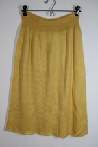 Vtg Unbranded 12 Yellow Knit Pull On Elastic Waist Midi Skirt - £20.92 GBP