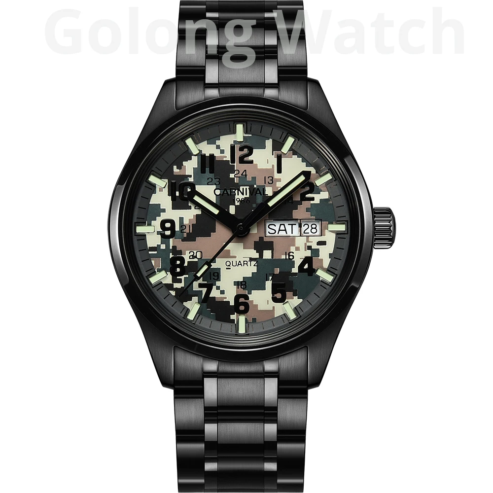 Luminous Watch Men CARNIVAL Mens Watches Top Brand Luxury Waterproof Spo... - £75.73 GBP