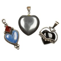 Tre (3) Vintage Argento Sterling Gemma Cuore Ciondoli - $114.34