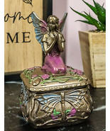 Art Nouveau Dragonfly Whisperer Fairy Fae Secret Trinket Jewelry Box 3.5&quot;H - $430.02 MXN