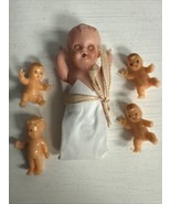 50s Celluloid Jointed Baby Doll Blanket Tiny Mini Doll House Babies VTG ... - $33.83 CAD