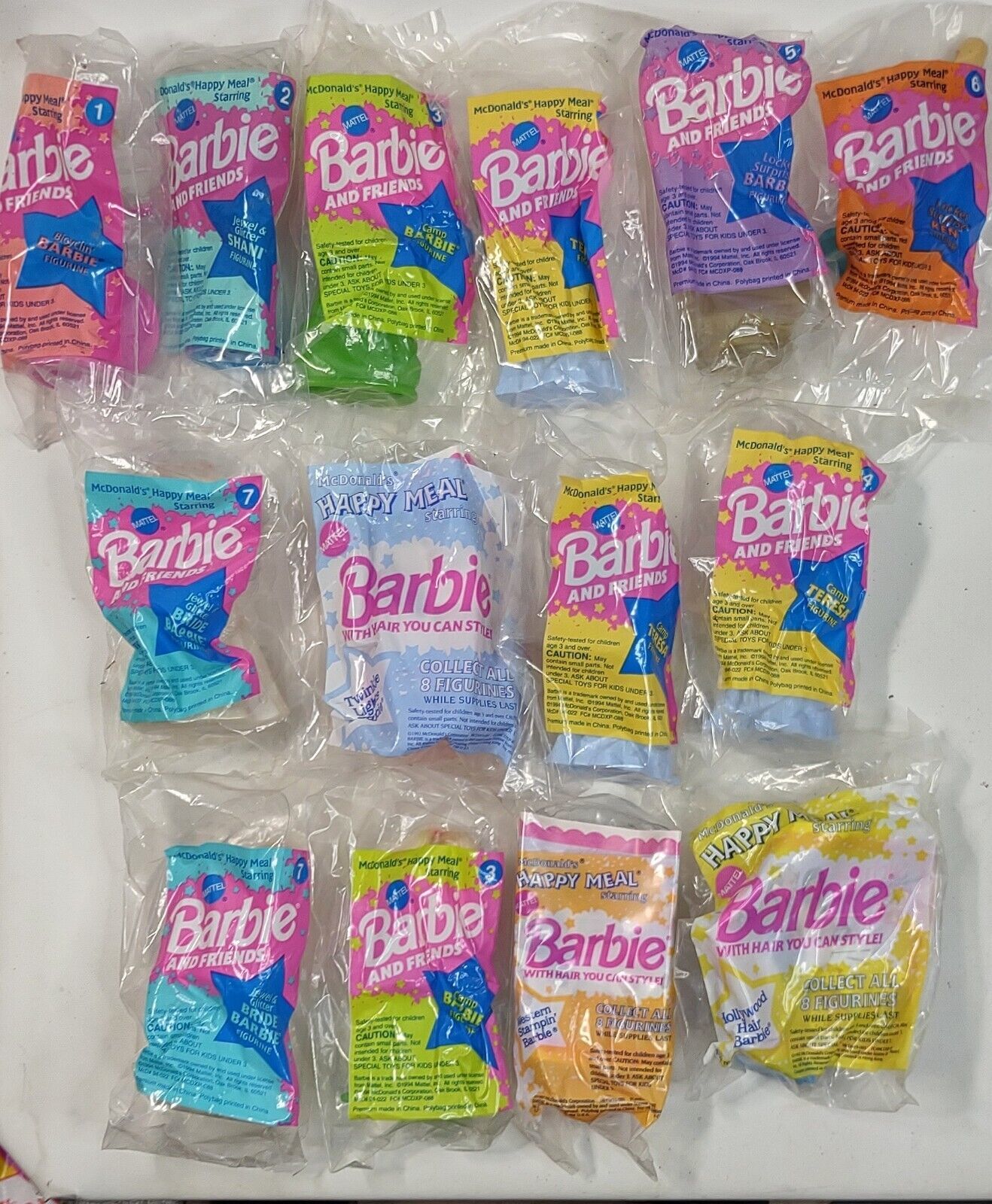 Lot Of 14 Vintage 1994 McDonald's Happy Meal Toys Barbie & Friends Sealed - $17.10