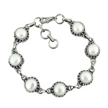 Argent Sterling Naturel Perle Pierre Précieuse Main Femmes Bracelet Cadeau Pour - £69.20 GBP