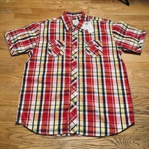 Red Plaid Button Up Short Sleeve NWT Vintage PJ Mark Shirt Mens Sz 2XL Y2K - £14.09 GBP