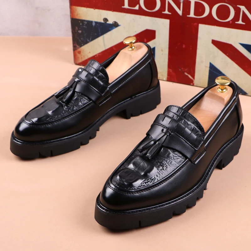 men fashion party nightclub wear genuine leather tassels shoes slip on d... - £78.36 GBP