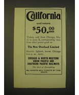 1902 Chicago &amp; North-Western, Union Pacific and Southern Pacific Ad - Ca... - £14.78 GBP