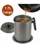 1.7L Bacon Grease Oil Container Keeper Storage Can With Strainer Stainle... - $39.99