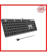 Ultra-Slim Wired USB Keyboard with 105 Silent Keys for Comfortable Typin... - $935.95 MXN