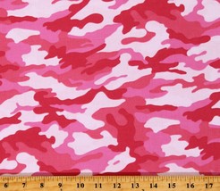 Cotton Camouflage Camo Hot Pink Girls Cotton Fabric Print by the Yard (D378.36) - £7.95 GBP