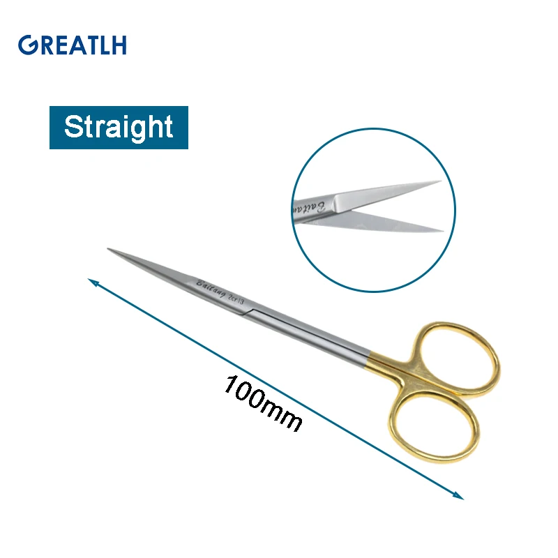 L straight curved scissors golden handle pointed scissors surgical tool instrument 1pcs thumb200