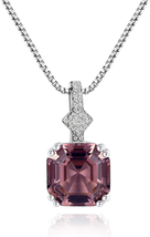 Gift for Women Girls, S925 2Ct Cubic Zirconia/Morganite Asscher Cut Pendant Neck - £28.04 GBP