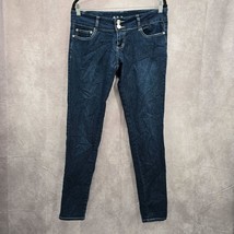 L A Jeans Dark Blue Skinny Zip Up Button Fly Low Rise Womens Jeans Size 11 - $35.00