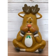 Christmas Reindeer Refrigerator Magnet Vintage Brown Deer Sitting - £7.88 GBP