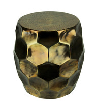 Scratch &amp; Dent Vintage Gold Faceted Aluminum Indoor Outdoor Accent Stool Table - £88.40 GBP