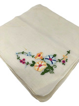 Vintage Handkerchief Hankie Morning Glory Glories Floral Flowers Embroidered  - £14.55 GBP