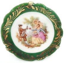 Bardet Limoges Miniature Plate with Stand Courting Couple Green Gilded 1.75&quot; - £6.64 GBP