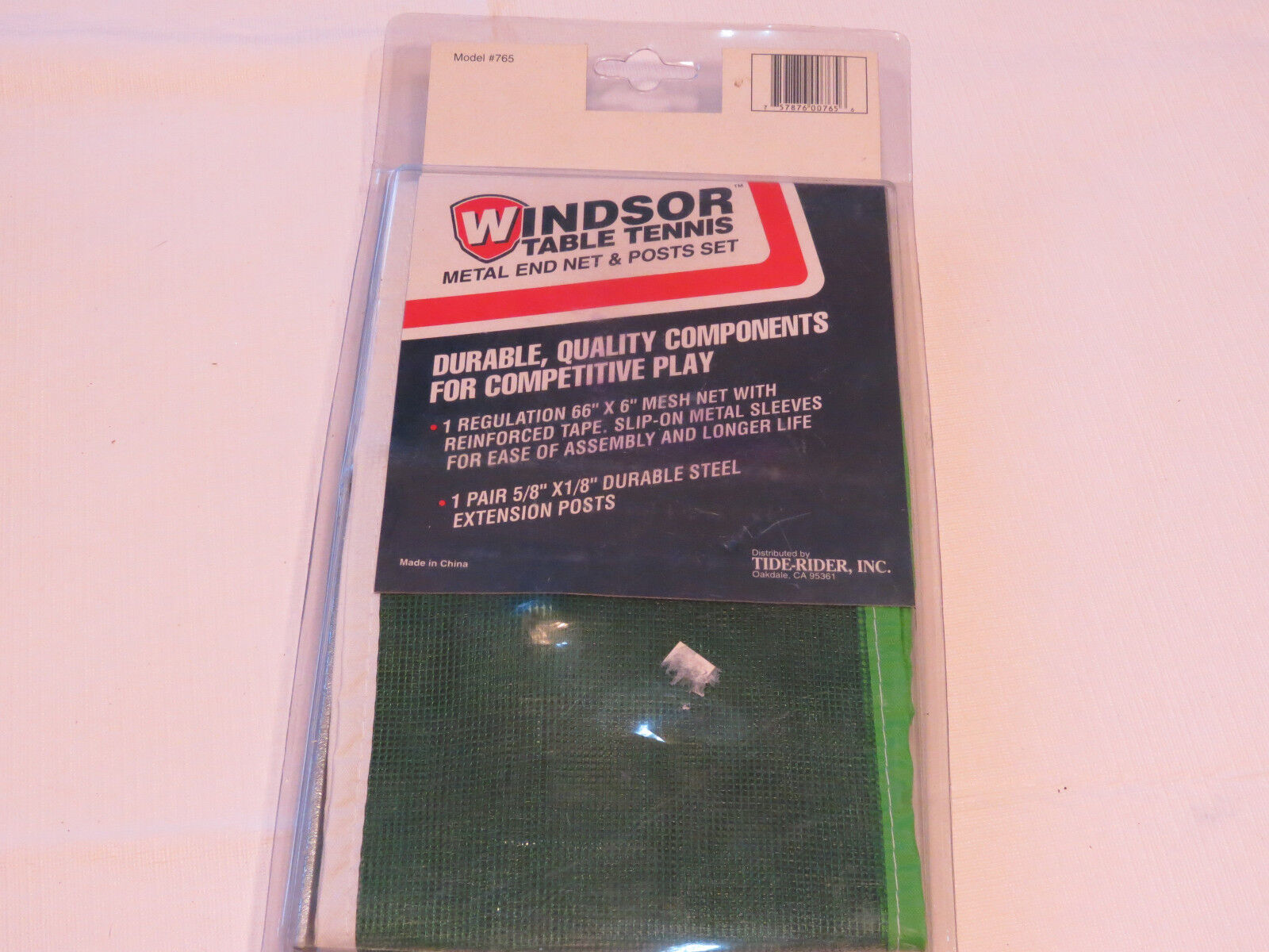 Windsor Table Tennis Metal end net &amp; posts set Model #765 66&quot; X 6&quot; mesh net - $29.69