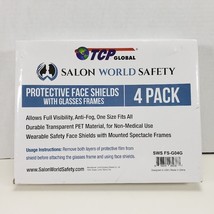 Salon World Safety Clear Face Shields with Glasses Frames (4 Pack) - Ant... - £10.67 GBP