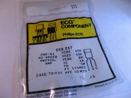 ECG217 Philips ECG PNP Silicon Transistor NTE217 - NOS Qty 1 - £5.24 GBP