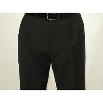 Men's MANTONI Pleated Dress Pants 100% Wool Super 140's Classic Fit  40901 Black image 3