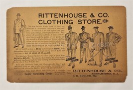 1905 antique RITTENHOUSE &amp;CO CLOTHING STORE frenchtown nj AD lrg pc MENS... - £37.50 GBP